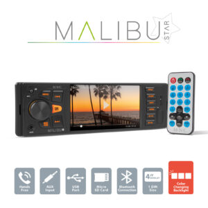 Multimédiás fejegység Malibu Star - 1 DIN - 4 x 50 W - BT - MP3 - AUX - SD - USB