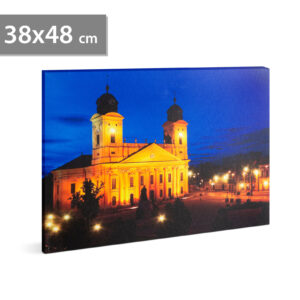 LED-es fali hangulatkép - Nagytemplom Debrecen -  3 x AA, 38 x 48 cm