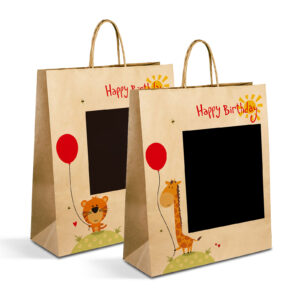 Ajándéktasak - papír, Kraft - 265 x 127 x 330 mm - 2 féle / csomag - 12 db / csomag