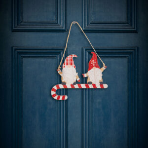 Karácsonyi dekoráció - fa, piros manó - 15 cm