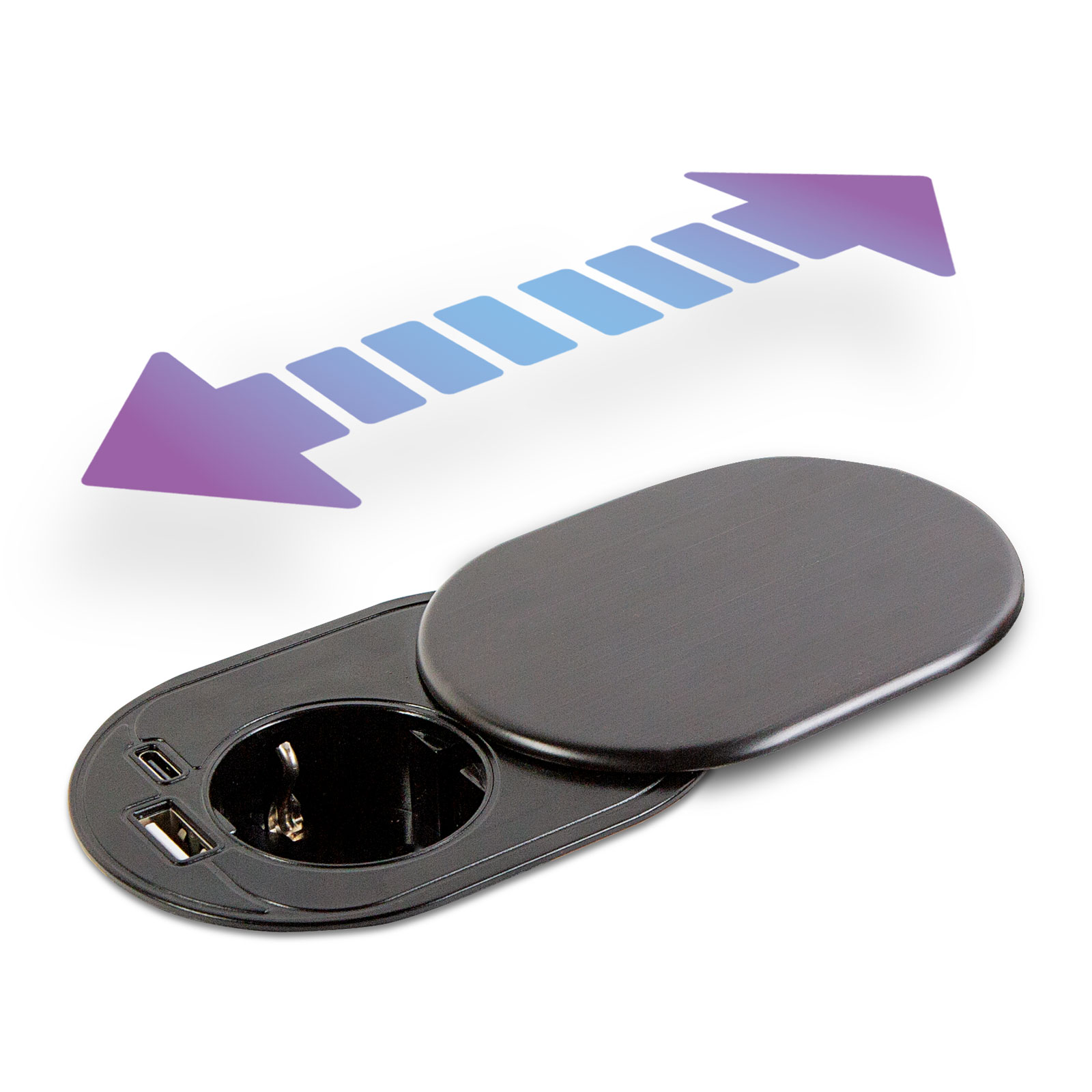 Rejtett, beépíthető konnektor + USB + Type-C - Slide it technológiával - Image 2
