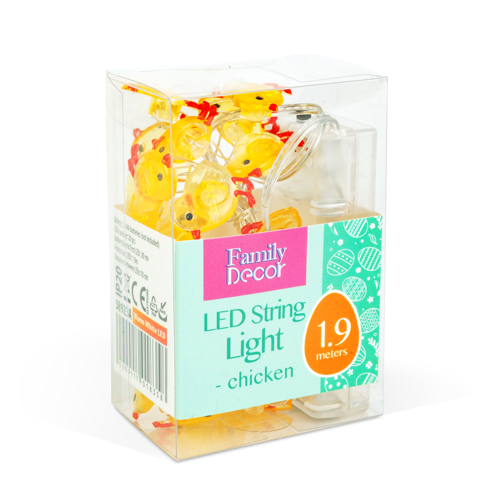 LED fényfüzér - csibe - 2 m - 20 LED - 2 x AA - Image 2