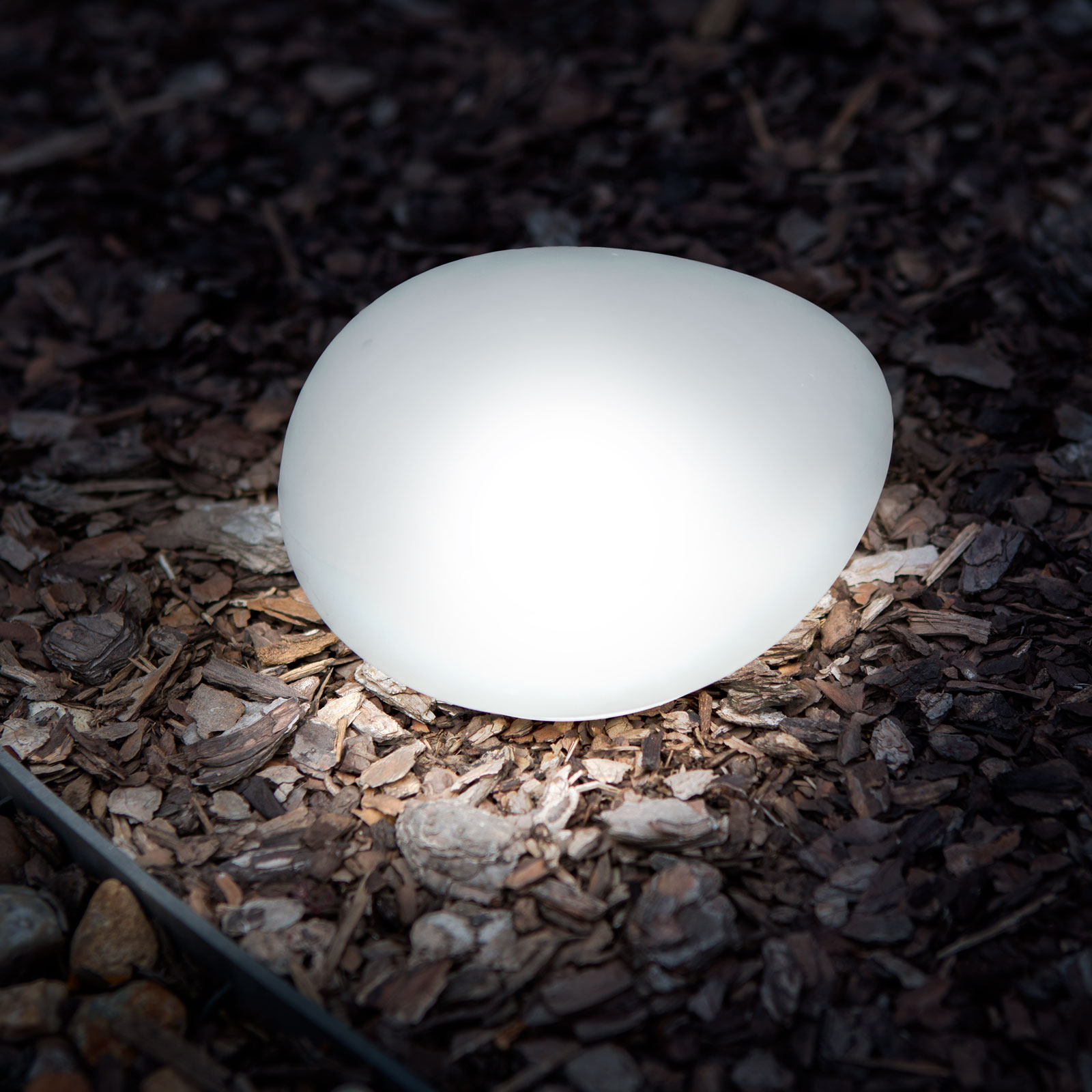 Leszúrható szolár lámpa - kavics forma - matt üveg - 165 x 142 x 115 mm - melegfehér LED - Image 3