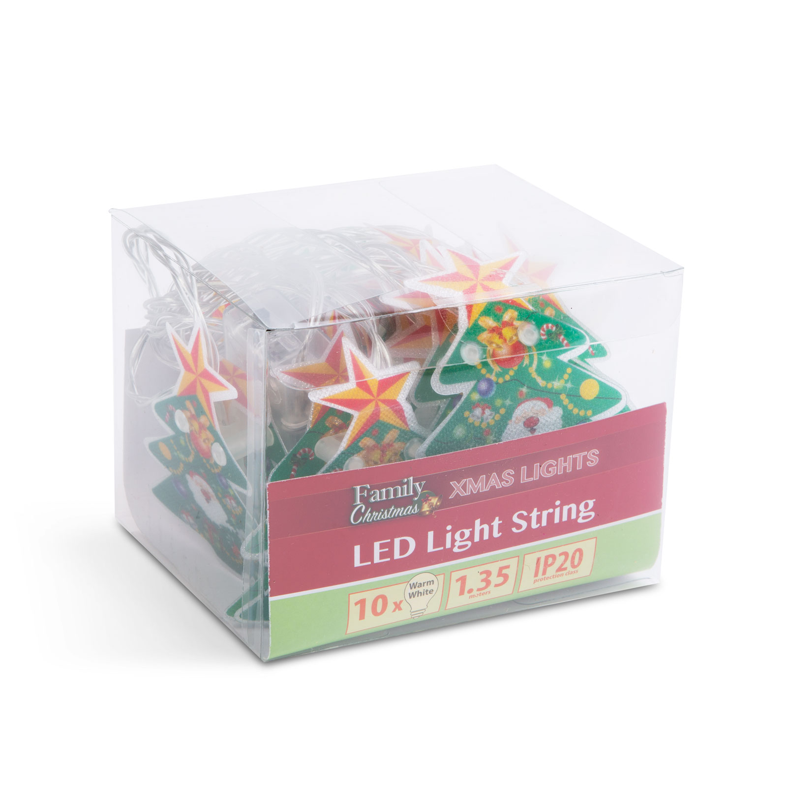 LED fényfüzér - karácsonyfa - 10 LED - 1,35 méter - melegfehér - 2 x AA - Image 3