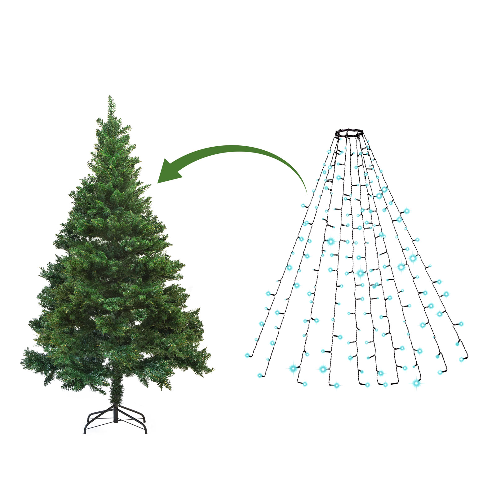 LED karácsonyfa fényfüzér - 1,9 m - 120 LED, hidegfehér - IP44 - Image 3