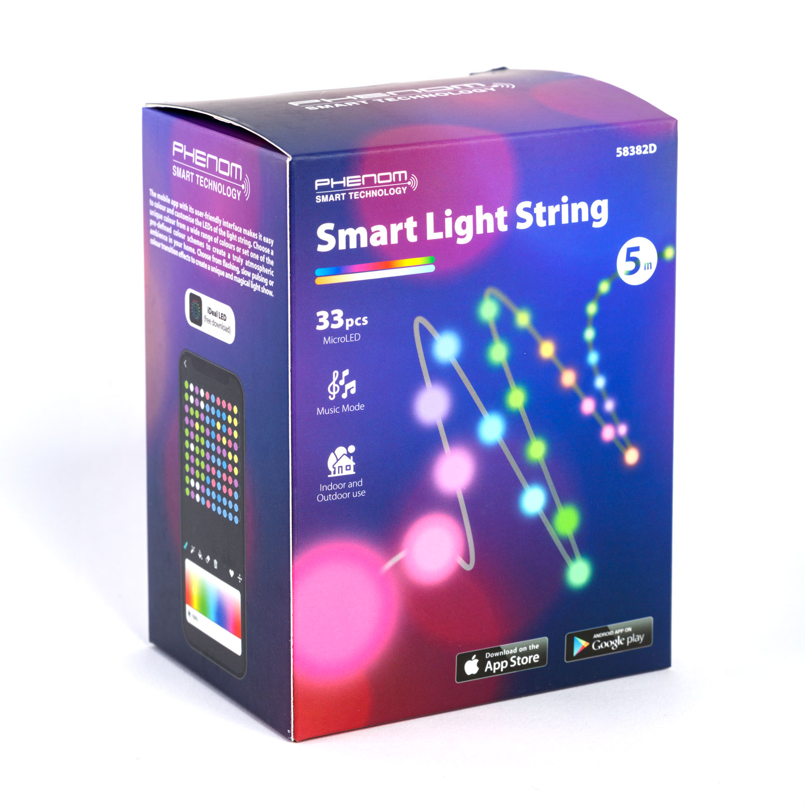 Smart fényfüzér - USB - 33 db RGBIC LED - 5 m - Bluetooth + zene mód - IP65 - Image 4