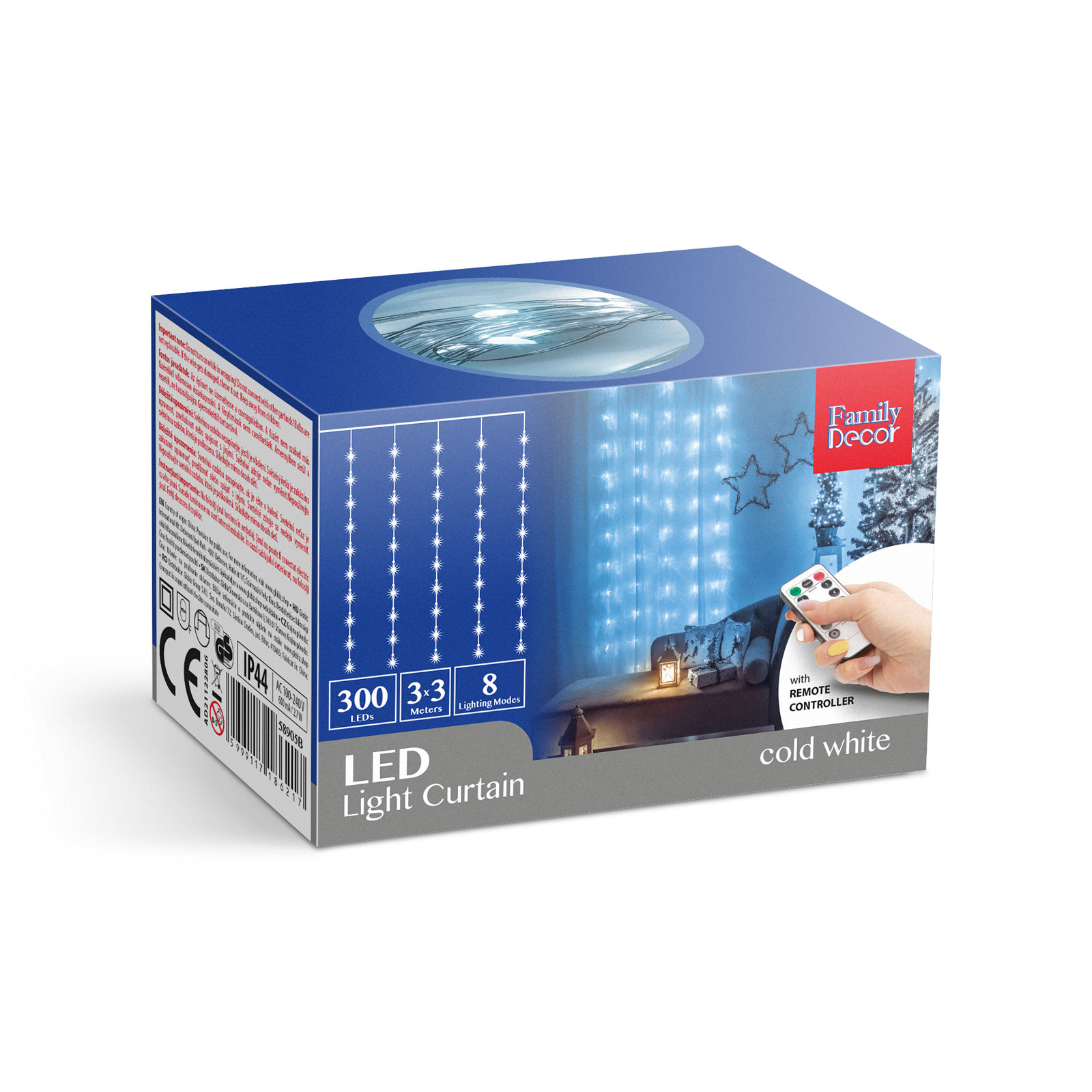Fényfüggöny - 300 db hidegfehér microLED-del - 3 x 3 m - 230V - távirányítós - Image 4