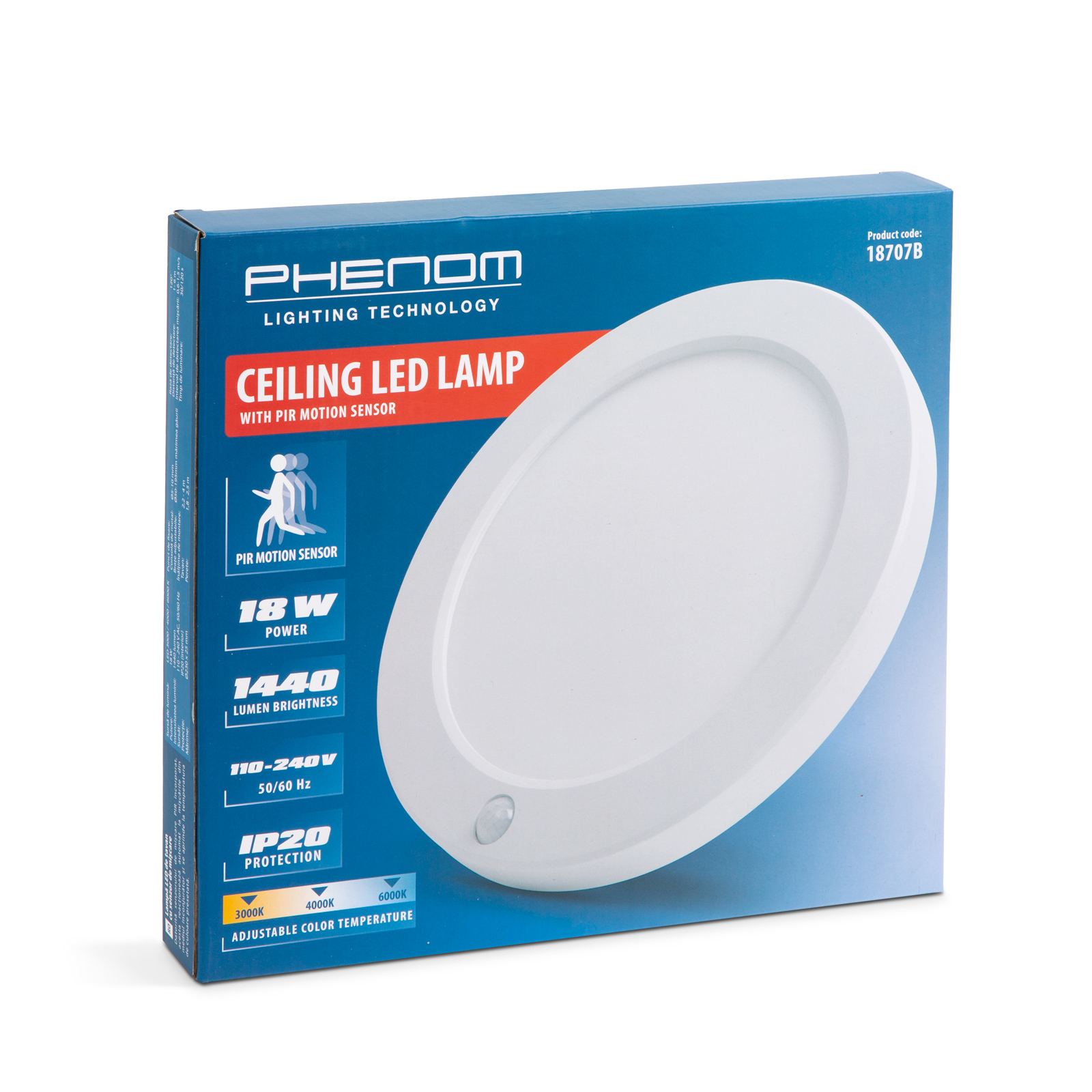 Mennyezeti LED Lámpa mozgásérzékelővel - 18W - 1440 lm - 110-240V - IP20 - Image 6