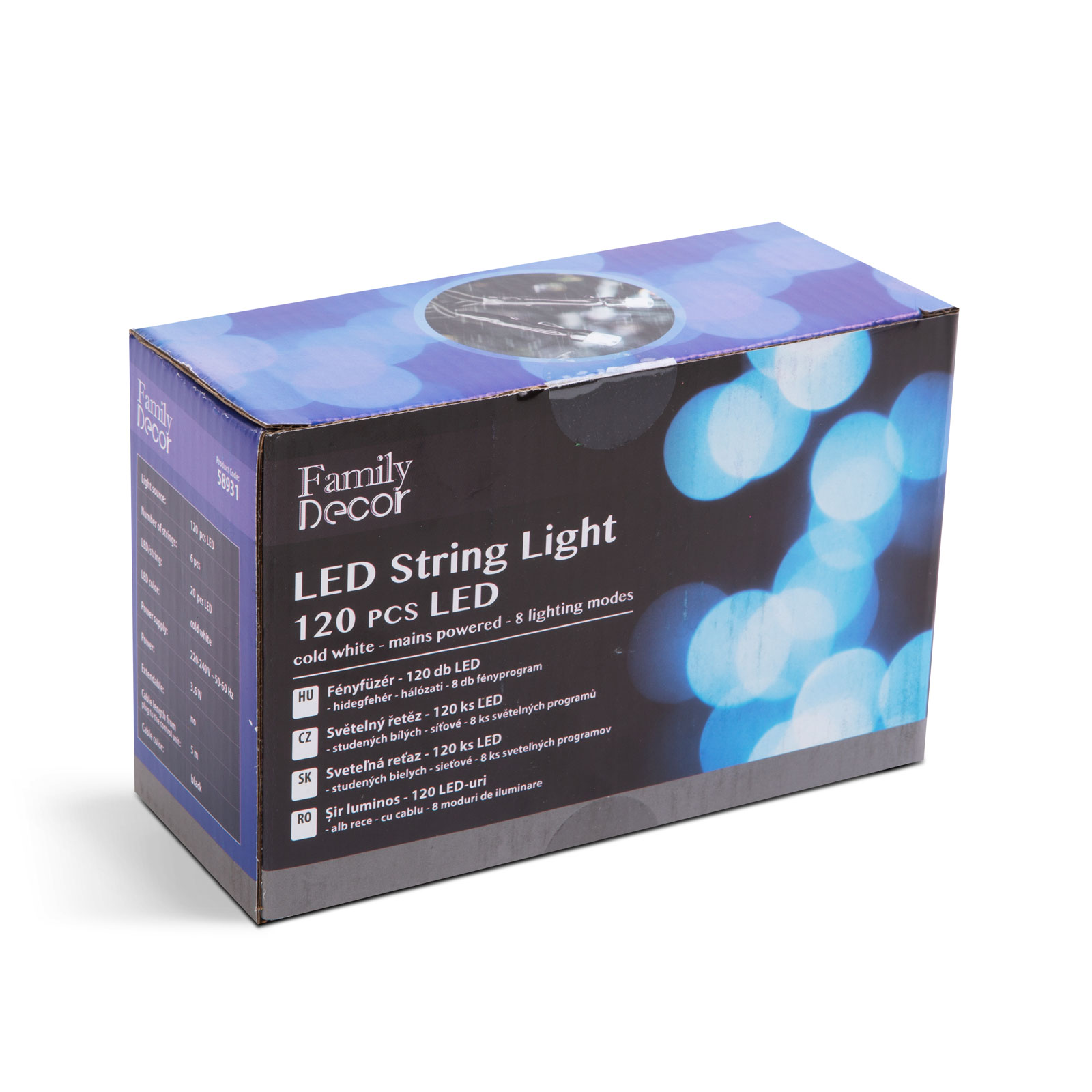 LED karácsonyfa fényfüzér - 1,9 m - 120 LED, hidegfehér - IP44 - Image 6