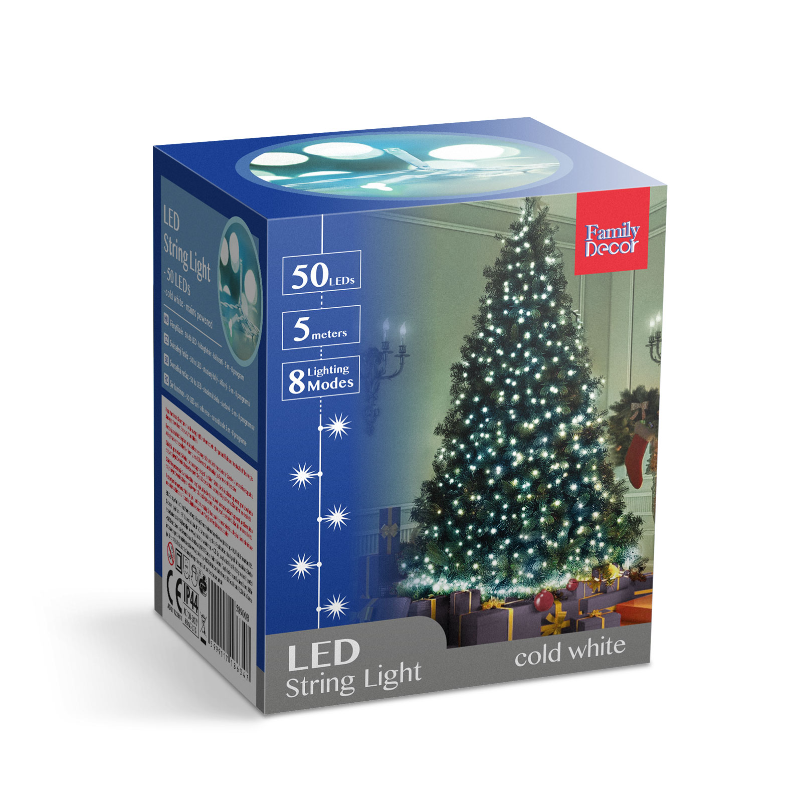 Fényfüzér - 50 db LED - hidegfehér - hálózati - 5 m - 8 program - Image 6