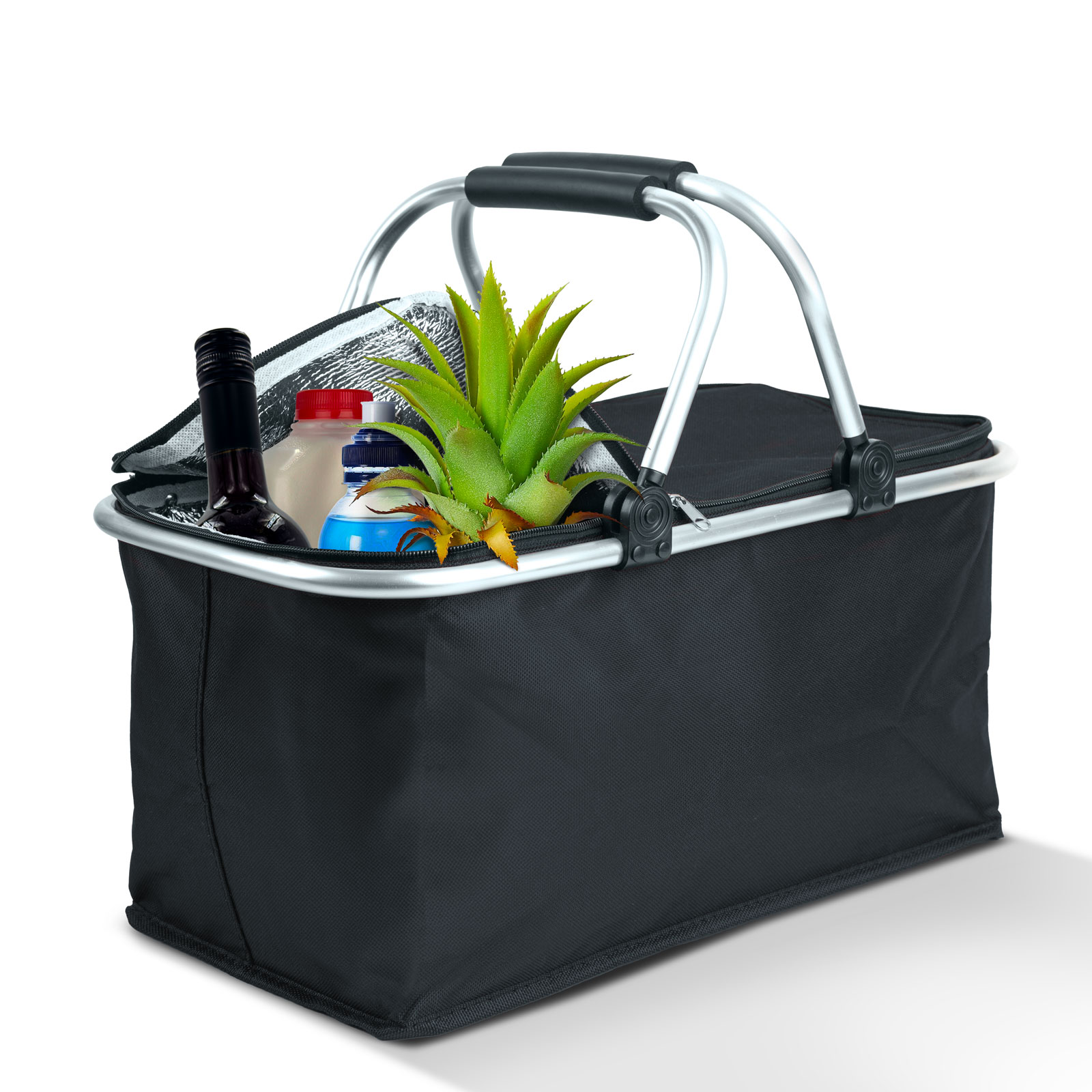 Thermo összecsukható bevásárlókosár - 49 x 28 x 25 cm - 21 L - fekete