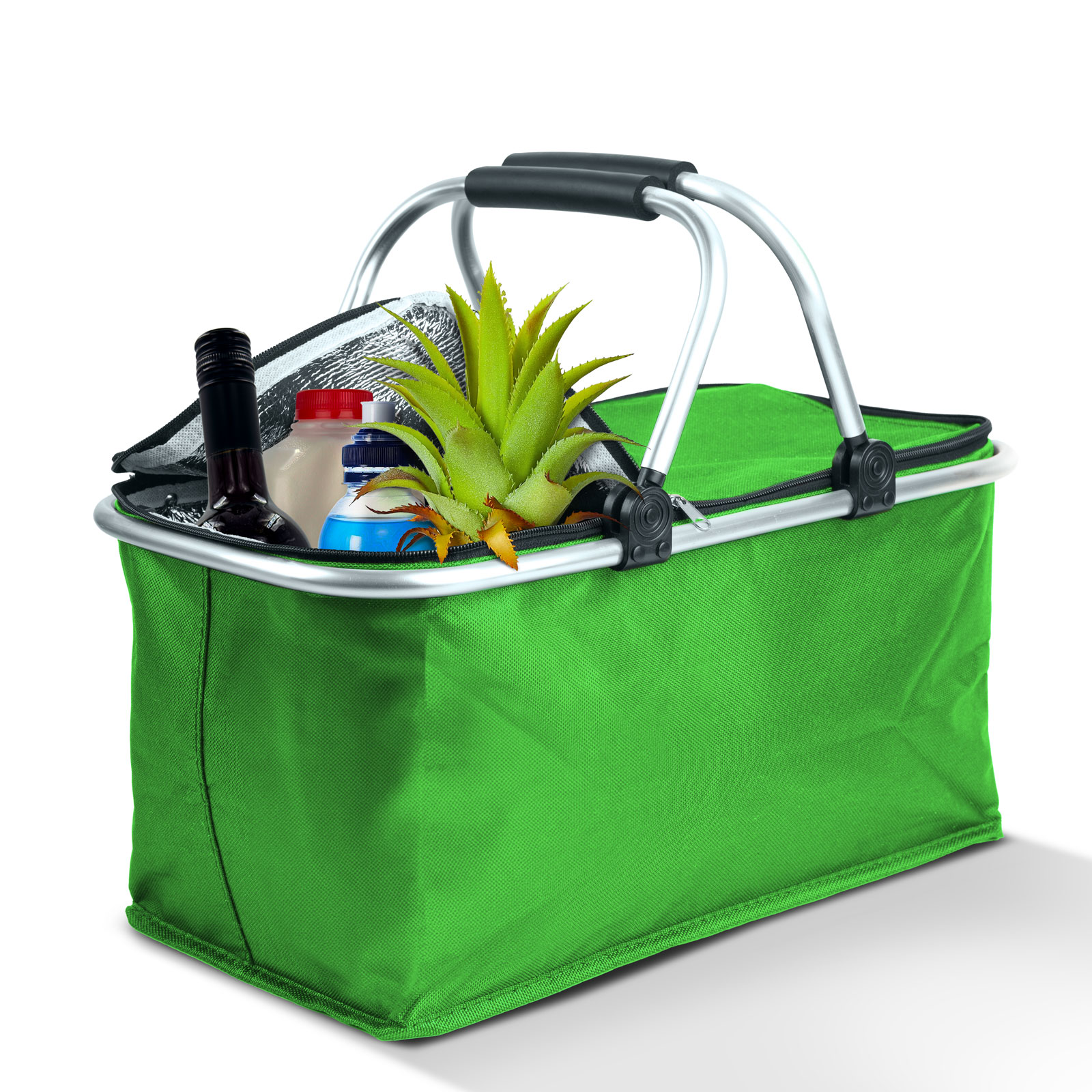 Thermo összecsukható bevásárlókosár - 49 x 28 x 25 cm - 21 L - zöld