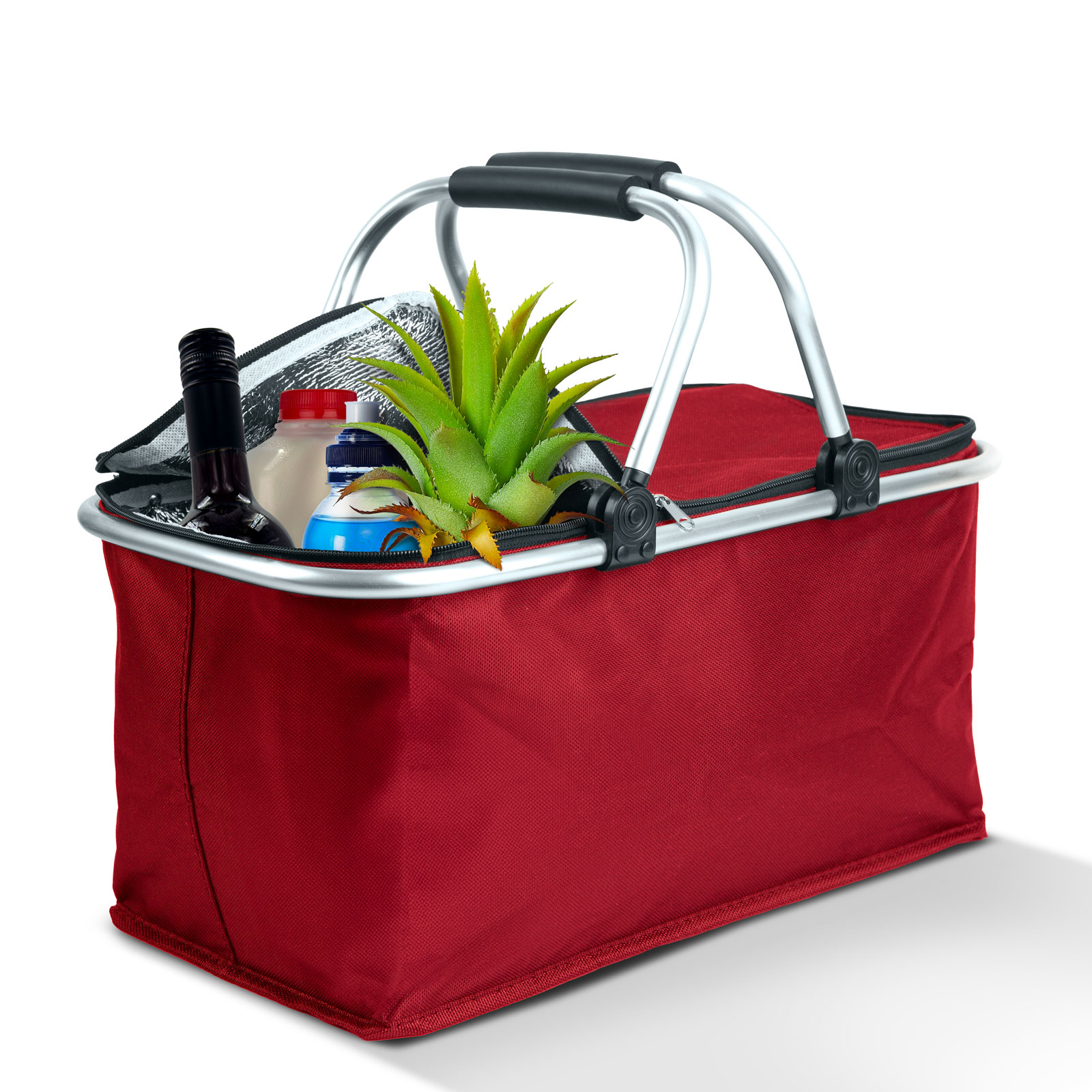 Thermo összecsukható bevásárlókosár - 49 x 28 x 25 cm - 21 L - piros