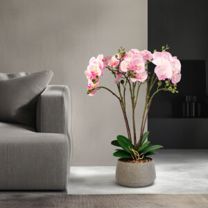 Műnövény dekoráció - orchidea - rózsaszín - 58 cm