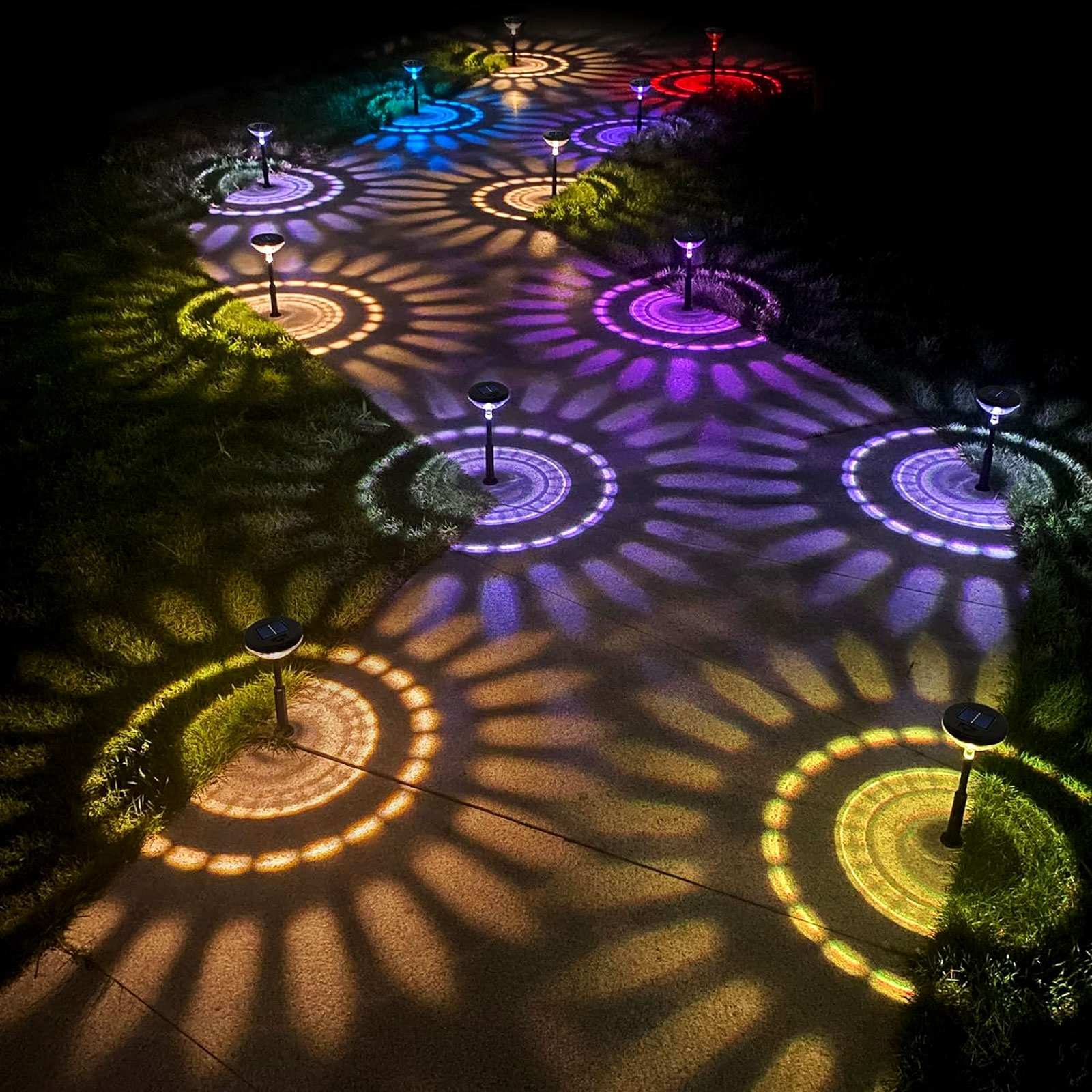 Leszúrható szolár lámpa - 1 + 1 melegfehér / RGB SMD LED - fekete - 53 x 11,4 cm