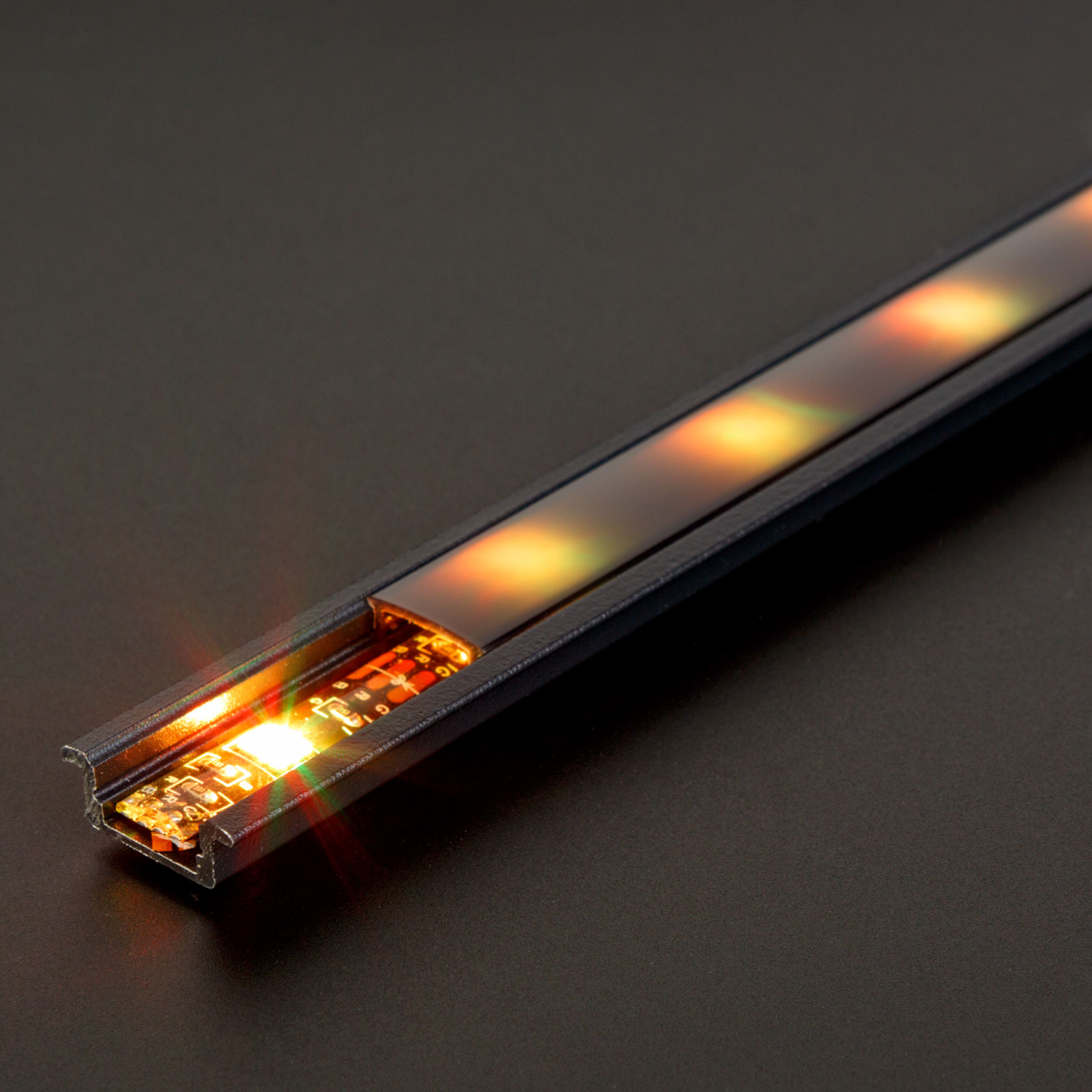 LED aluminium profil sín - 1000 x 23(17) x 8 mm - süllyeszthető U profil - fekete