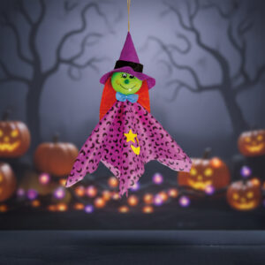 Halloween-i dekoráció - felakasztható - boszorkány - 48 x 44 cm