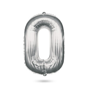 0-ás születésnapi szám fólia lufi - ezüst - 40"