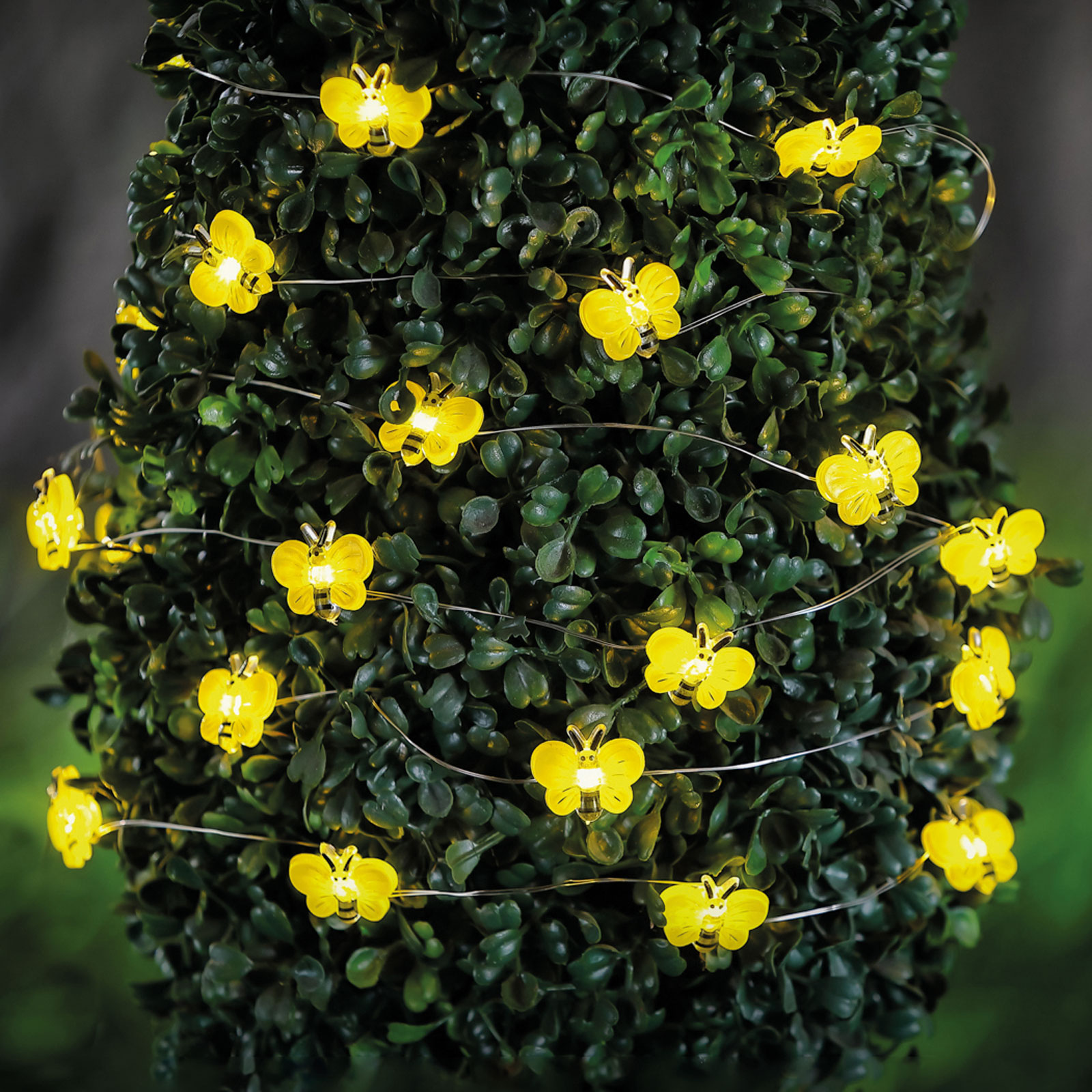 Szolár LED fényfüzér - méhecske - 2,4 m - 25 LED - melegfehér