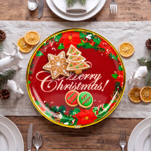 Karácsonyi kínálótál - műanyag - "Merry Christmas" - 22 cm