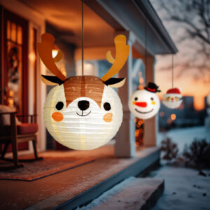 Karácsonyi lampion - rénszarvas - papír - 30 cm