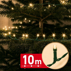 Fényfüzér - 10 m - melegfehér - 200 LED - 100-240V - 6W - zöld kábel