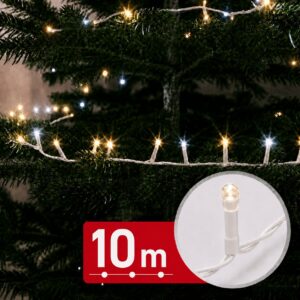 Fényfüzér - 10 m - 400 melegfehér & 100 hidegfehér LED - 100-240V - 6W - fehér kábel