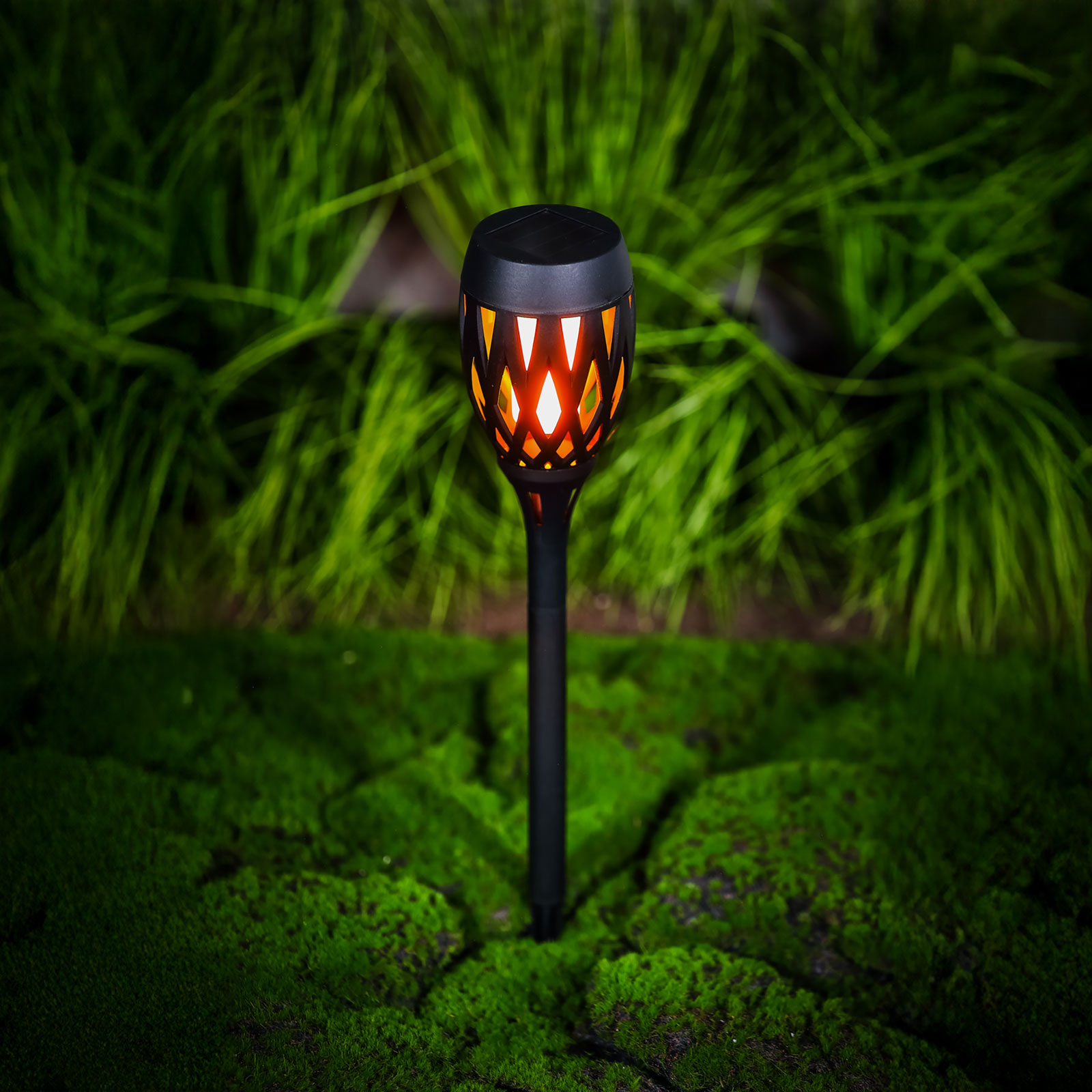 LED-es szolár lámpa - leszúrható / fali / szabadonálló - lángeffekt - 12 sárga LED - 90 x 410 mm - Image 2