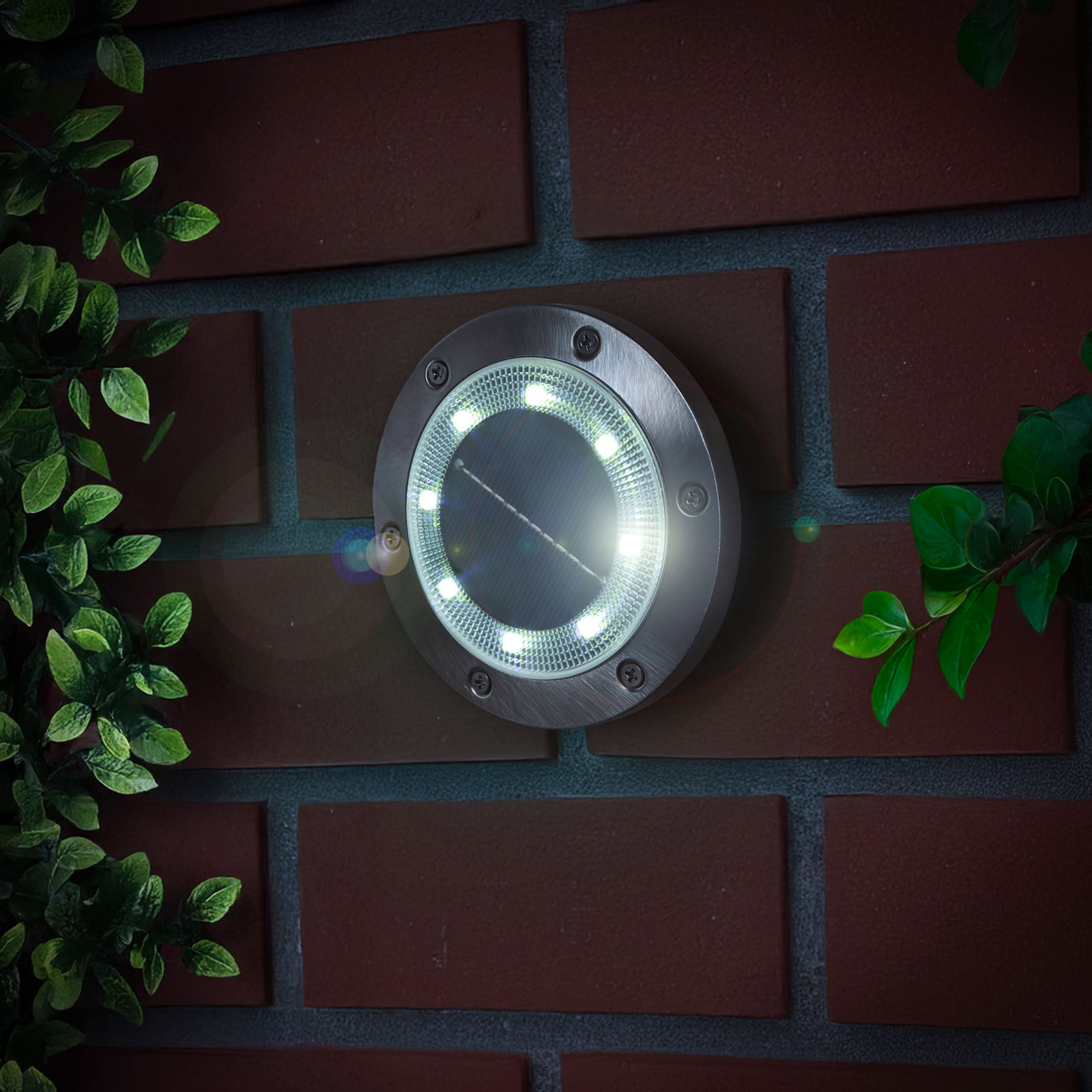 LED-es leszúrható / fali szolár lámpa - kör alakú - SMD LED - hidegfehér - 12 cm - Image 2
