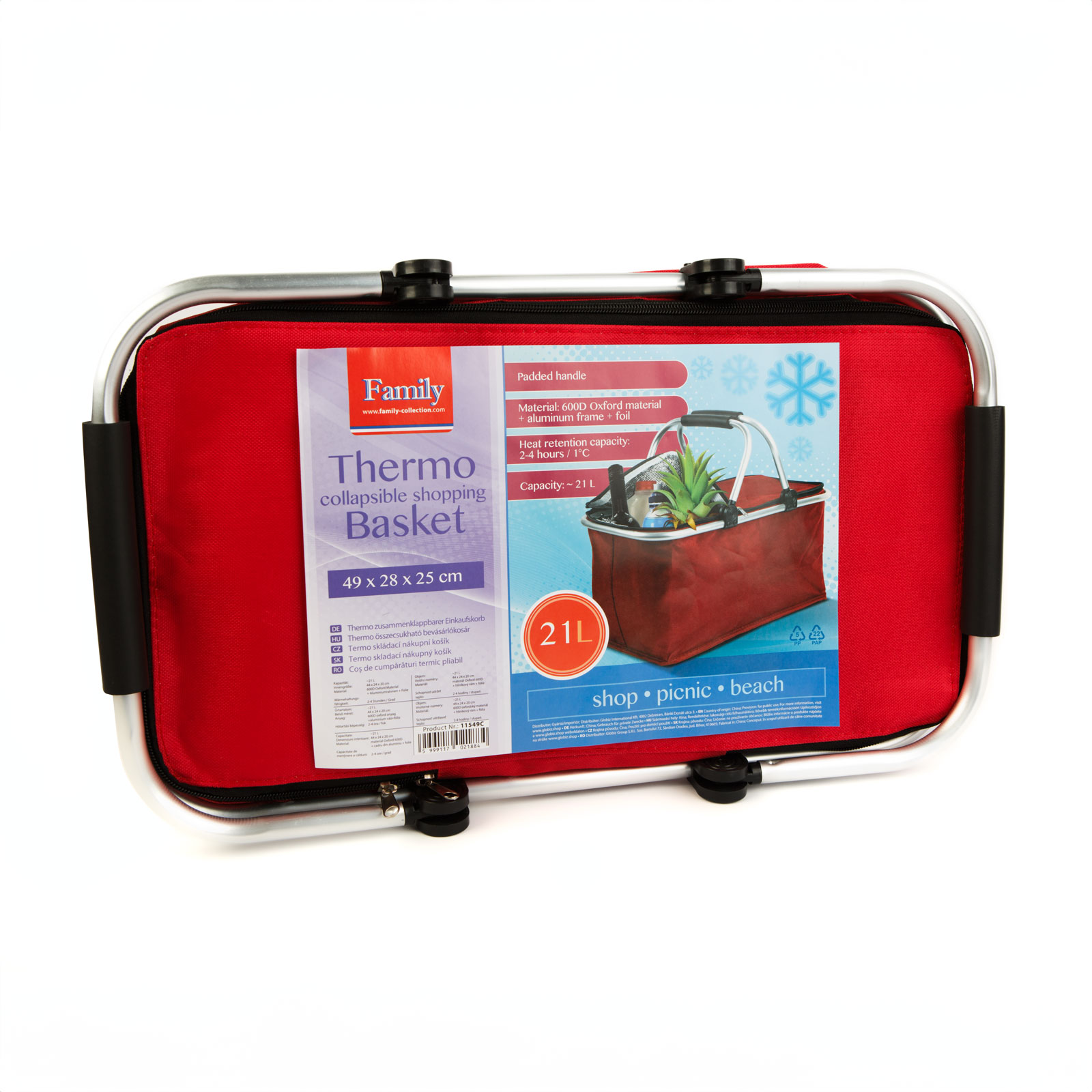 Thermo összecsukható bevásárlókosár - 49 x 28 x 25 cm - 21 L - piros - Image 2