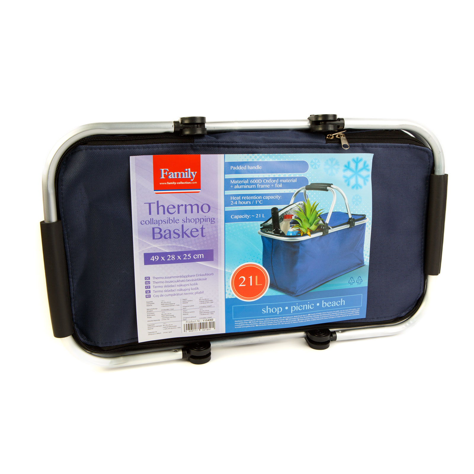 Thermo összecsukható bevásárlókosár - 49 x 28 x 25 cm - 21 L - kék - Image 2