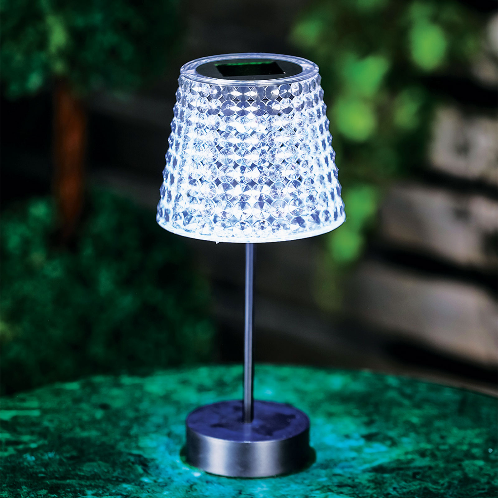 Hibás! Szolár asztali lámpa - átlátszó - hidegfehér LED - műanyag - 26 x 12 cm - Image 2