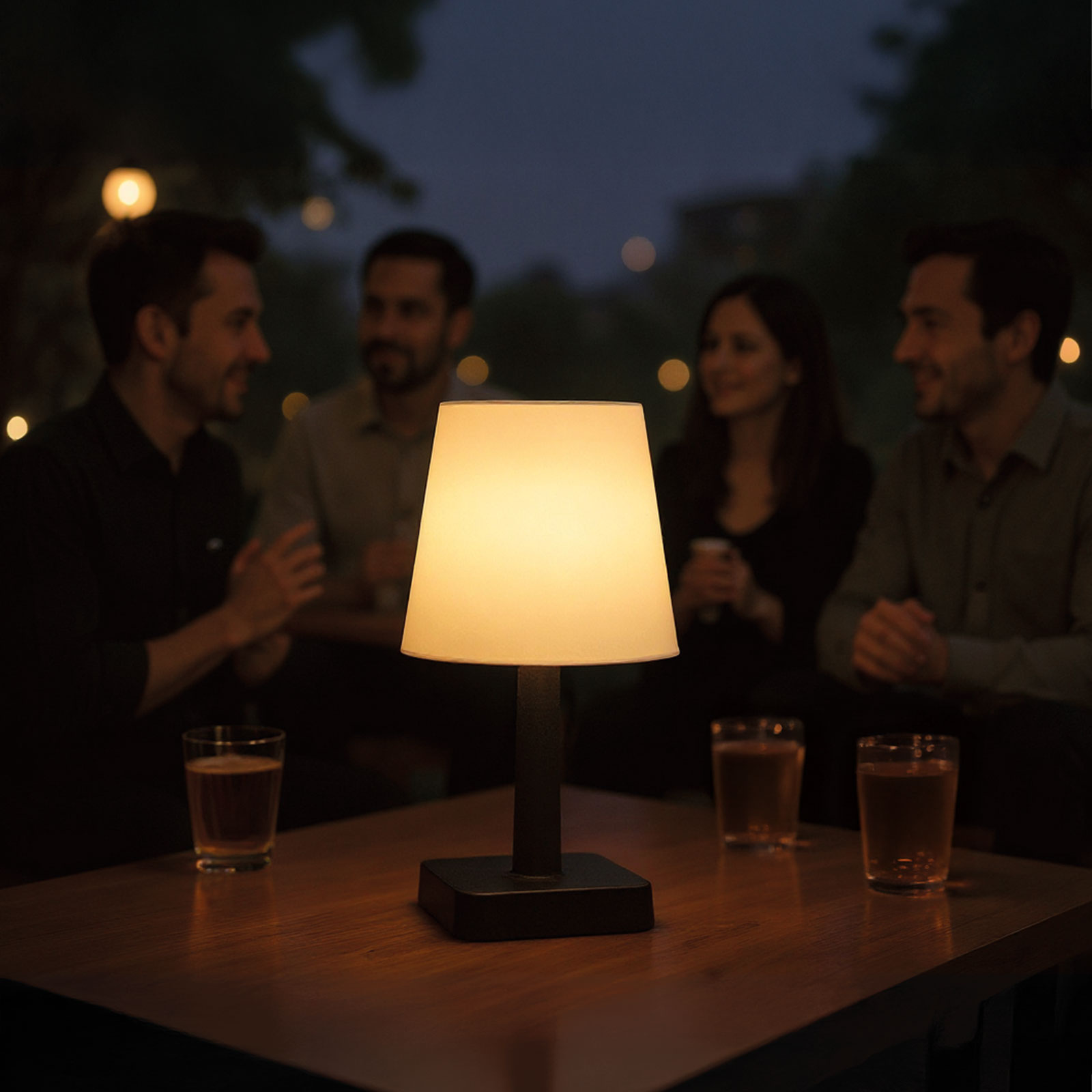 Szolár asztali lámpa - fehér - melegfehér LED - műanyag - 23 x 12 cm - Image 2