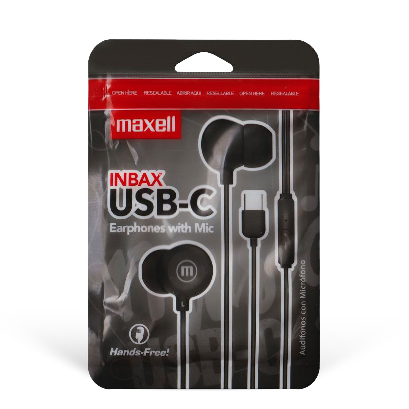 Maxell vezetékes fülhallgató - fekete - USB-C (INBAX) - Image 2