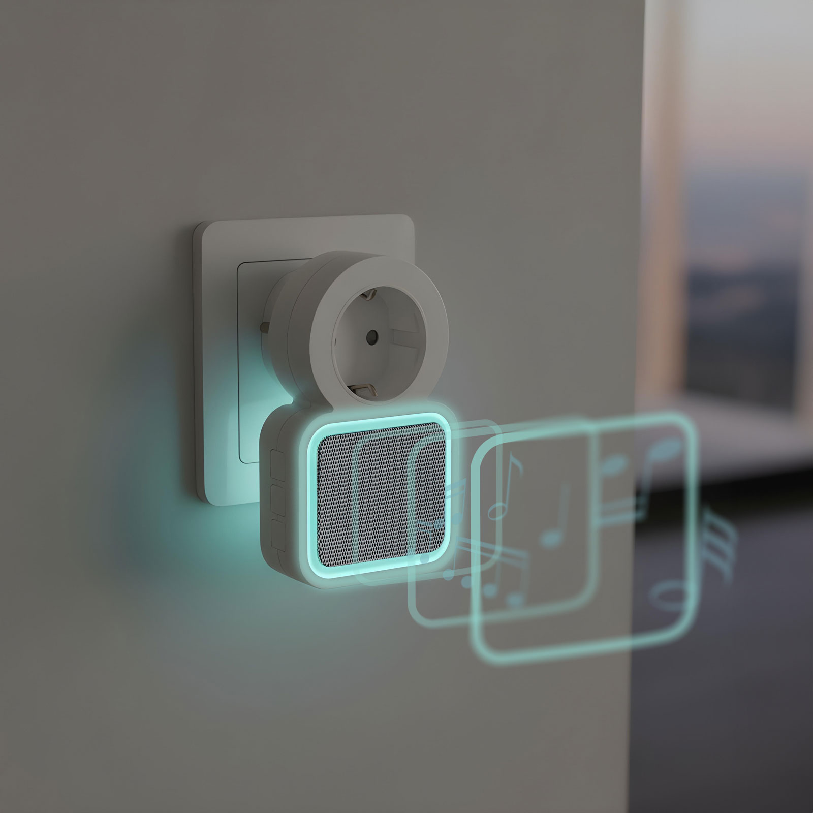 Digitális elem- és vezeték nélküli csengő - Kinetic - 220-240V AC aljzat - fehér - kék LED - Image 2