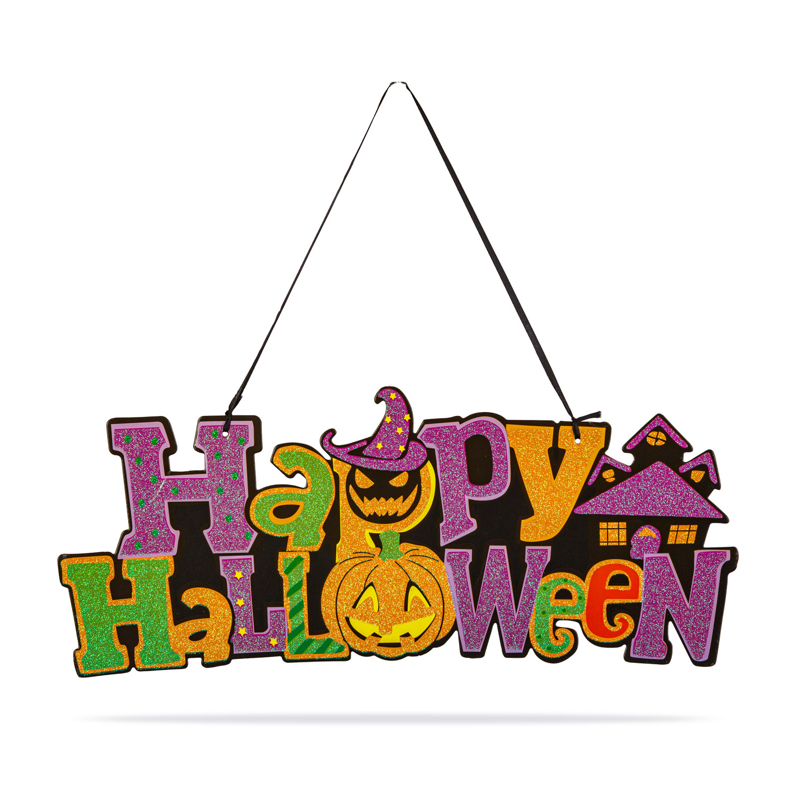 Halloween-i dekoráció - "Happy Halloween" - akasztható - 42,5 x 18 cm - Image 2