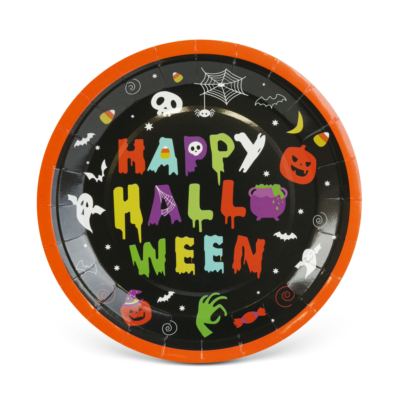 Halloween-i papírtányér - "Happy Halloween" - kerek - 23 cm - 8 db / csomag - Image 2