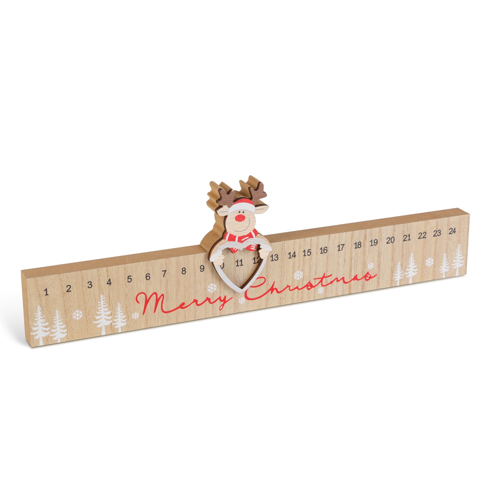 Adventi naptár - "Merry Christmas" rénszarvas - MDF - 40 x 11 cm - Image 2