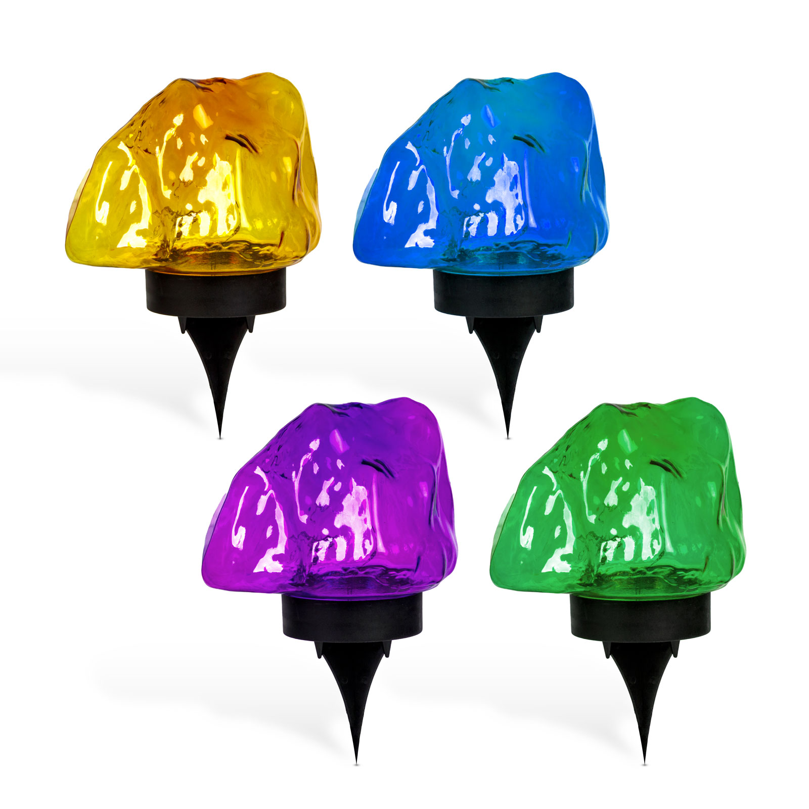 Leszúrható szolár lámpa - kavics forma - színes - 140 x 120 x 120 mm - melegfehér LED - Image 3