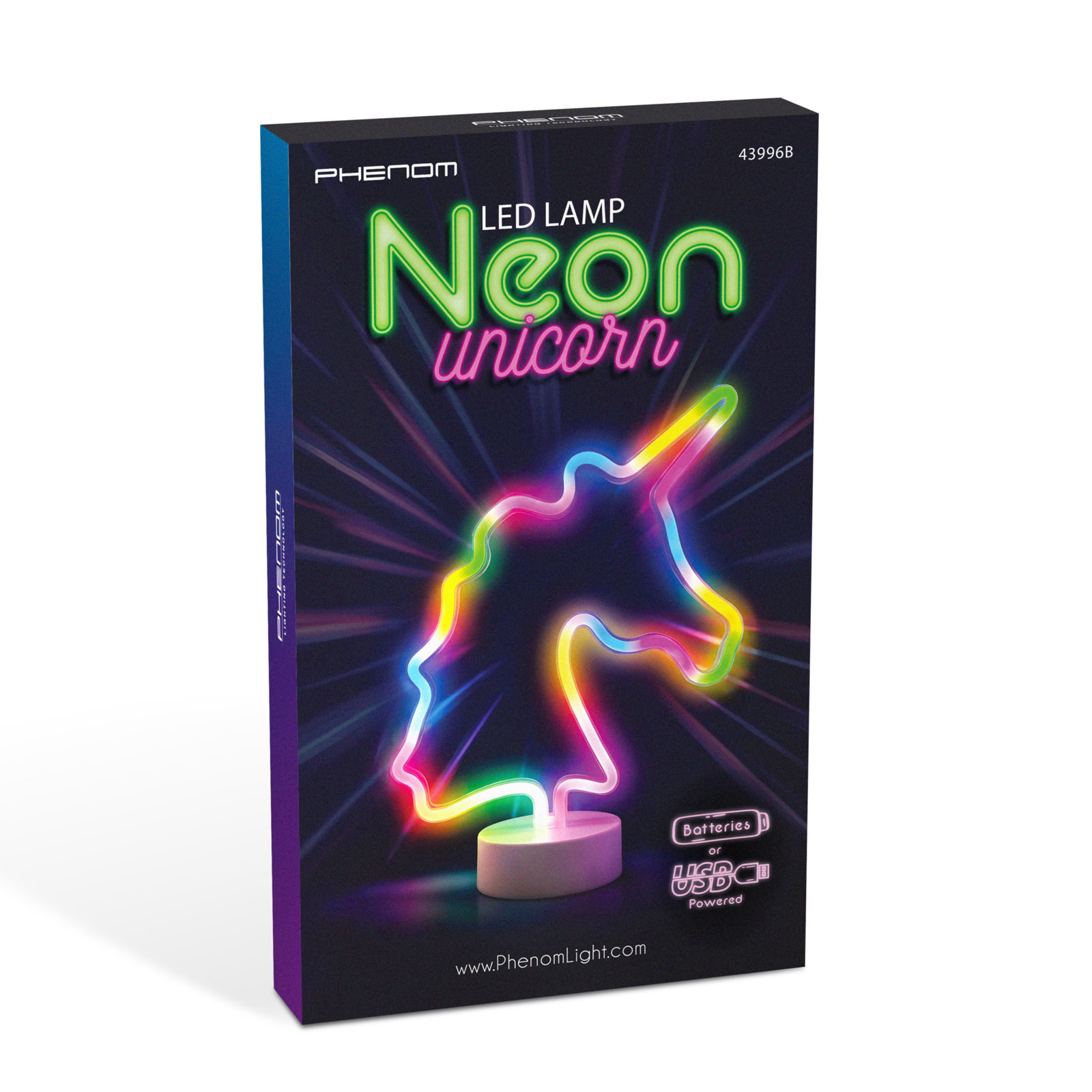 Neon LED lámpa - színes unikornis - 3 x AA + USB - 28,5 x 8,5 x 24,5 cm - Image 2