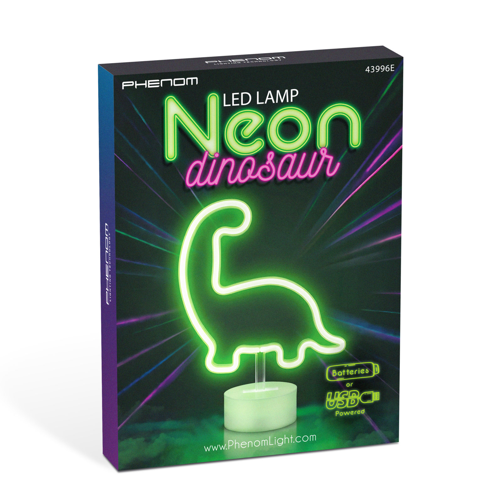 Neon LED lámpa - zöld dinoszaurusz - 3 x AA + USB - 25,9 x 8,5 x 24,3 cm - Image 3