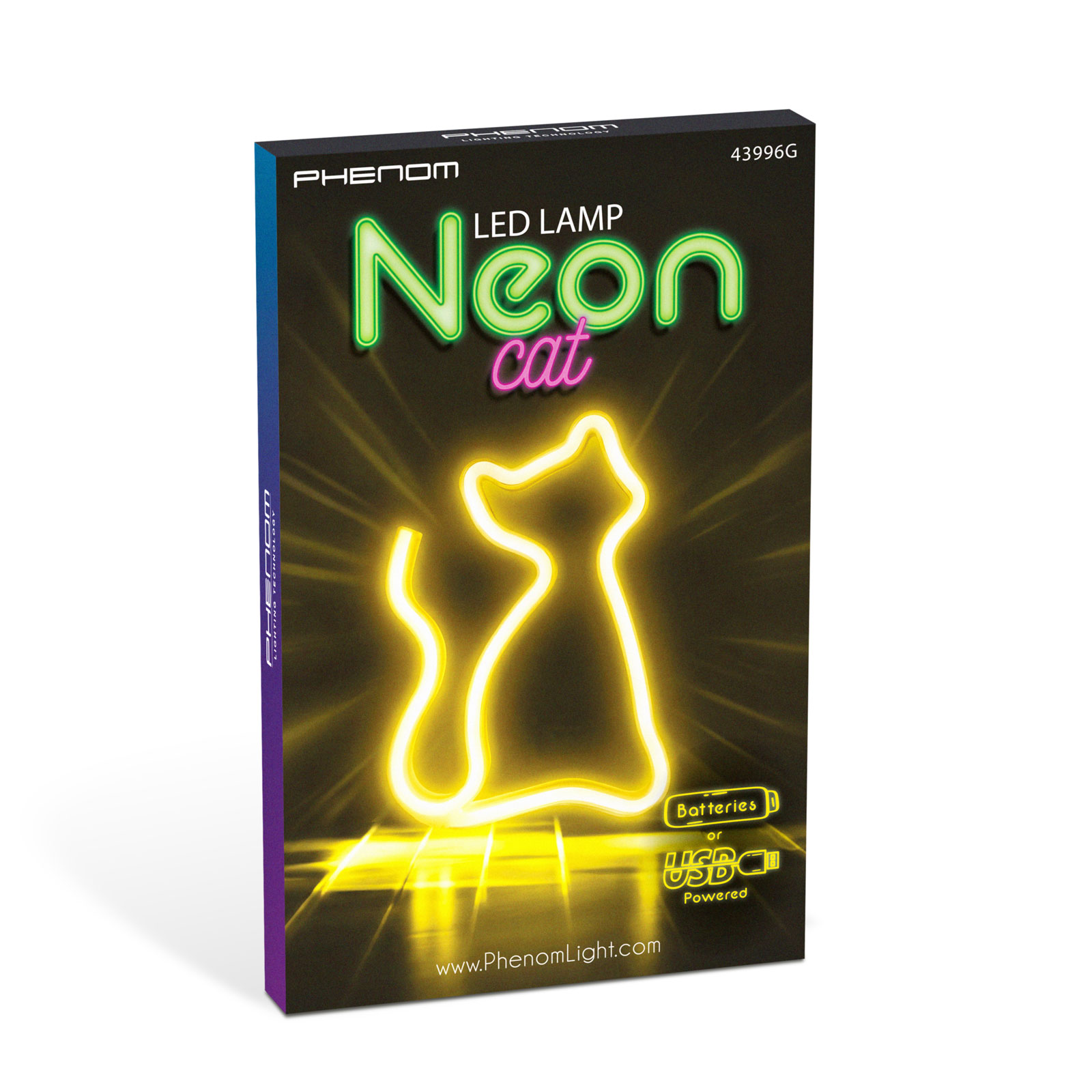 Neon LED lámpa - melegfehér macska - 3 x AA + USB - 17 x 1,6 x 23,3 cm - Image 2
