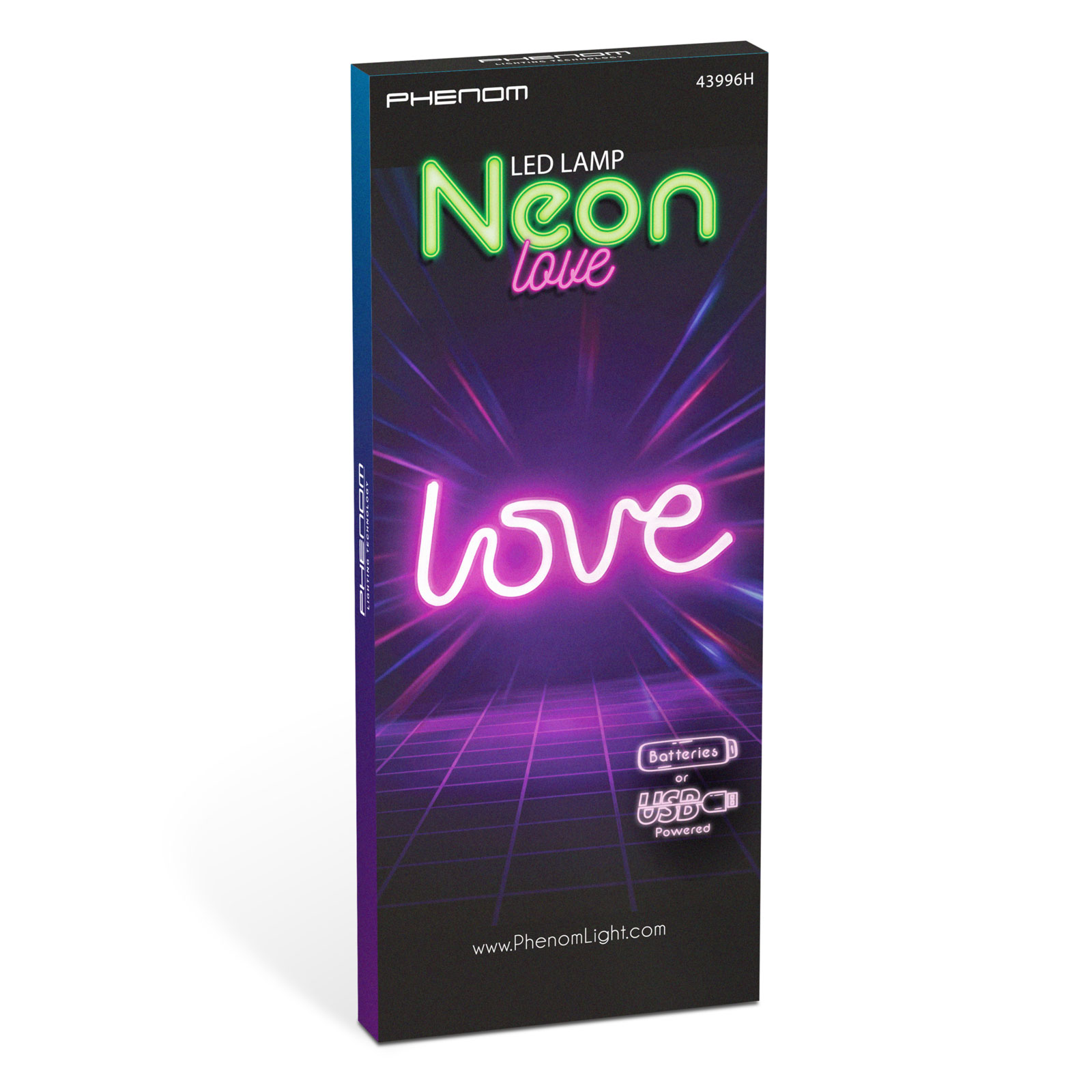 Neon LED lámpa - rózsaszín "Love" - 3 x AA + USB - 34 x 1.6 x 12,5 cm - Image 3