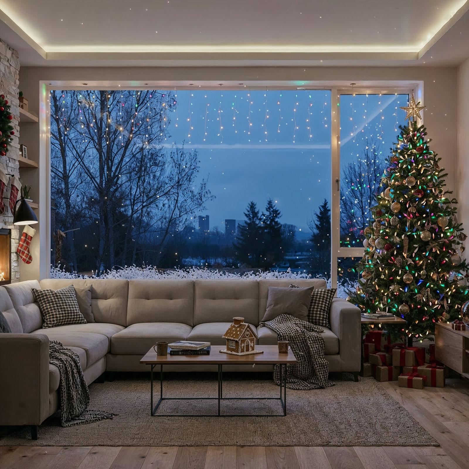 Fényfüzér függöny - 15 m - 600 LED - 220-240V - 6W - átlátszó kábel - Image 3