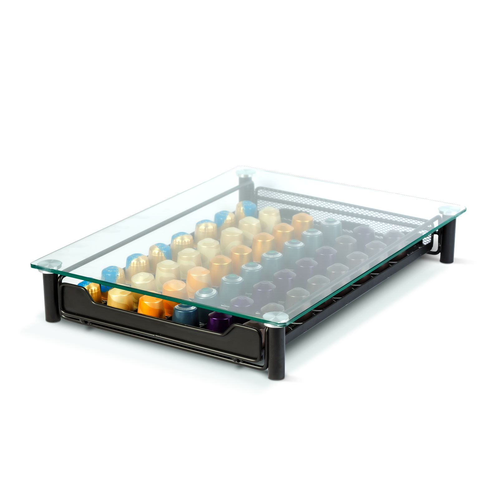 Fém kávékapszula tartó - 60 db Nespresso kapszulához - 410 x 260 x 60 mm - matt fekete - Image 3