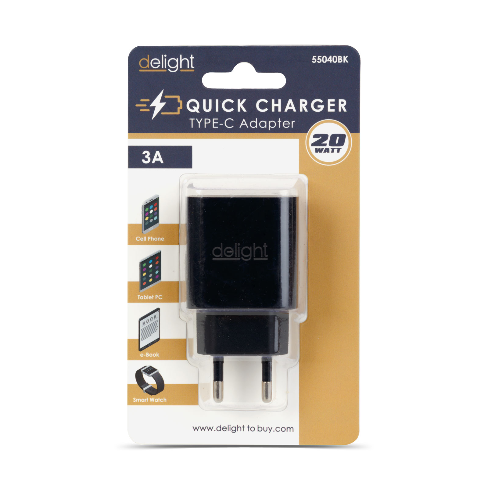 Adapter - Type-C - gyorstöltő, PD20W - fekete - Image 4