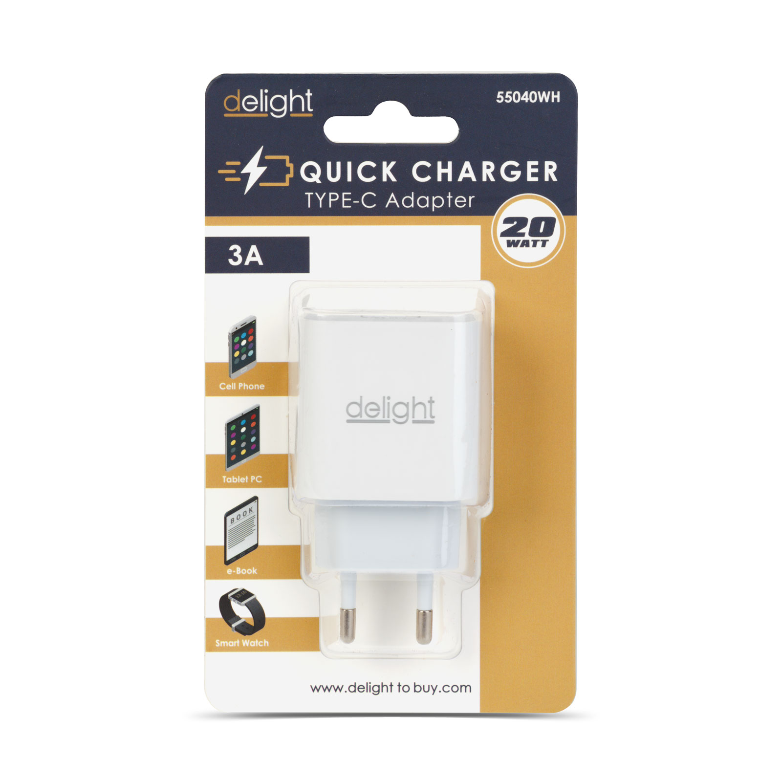 Adapter - Type-C - gyorstöltő, PD20W - fehér - Image 4