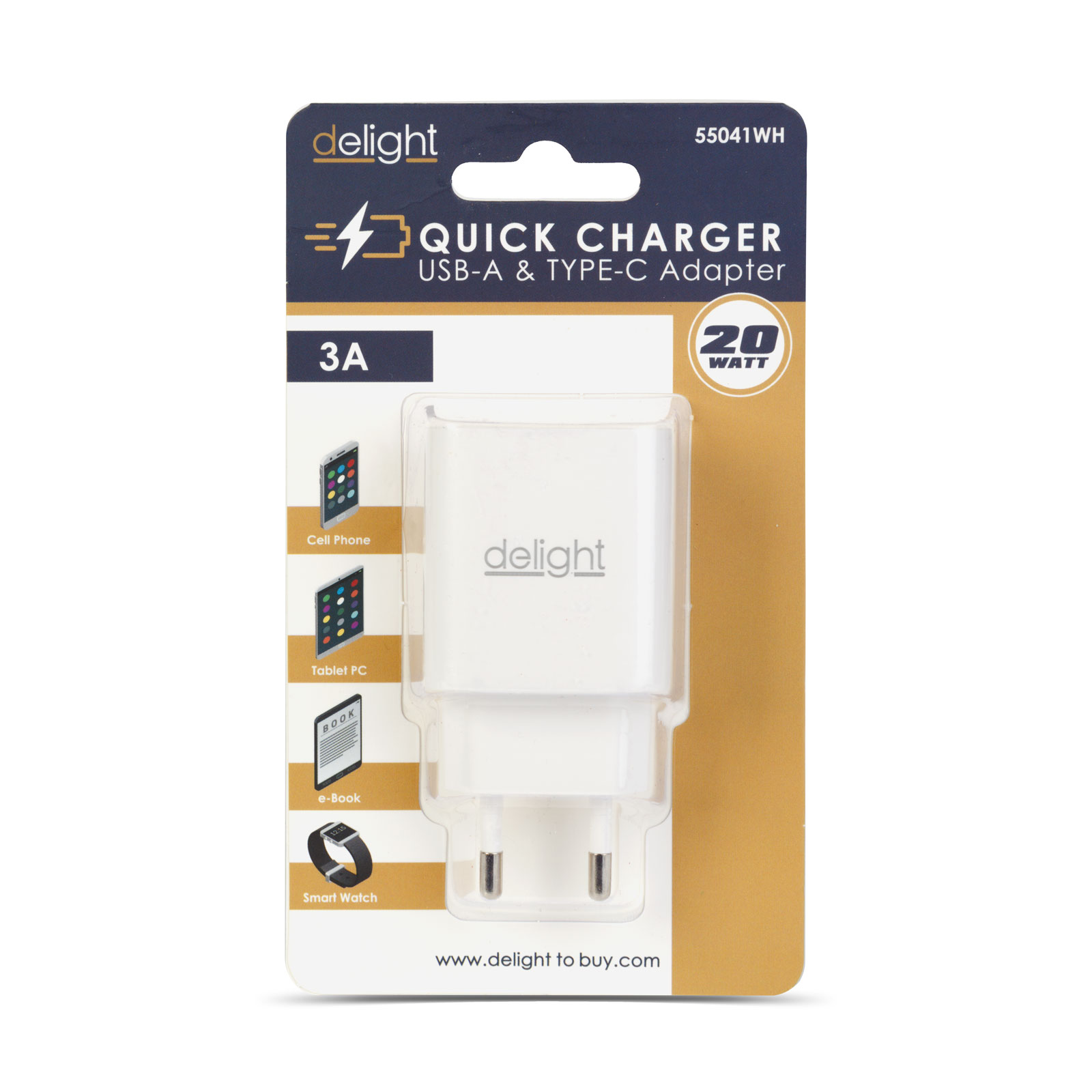 Hálózati Adapter USB + Type-C PD20W gyorstöltéssel - fehér - Image 4