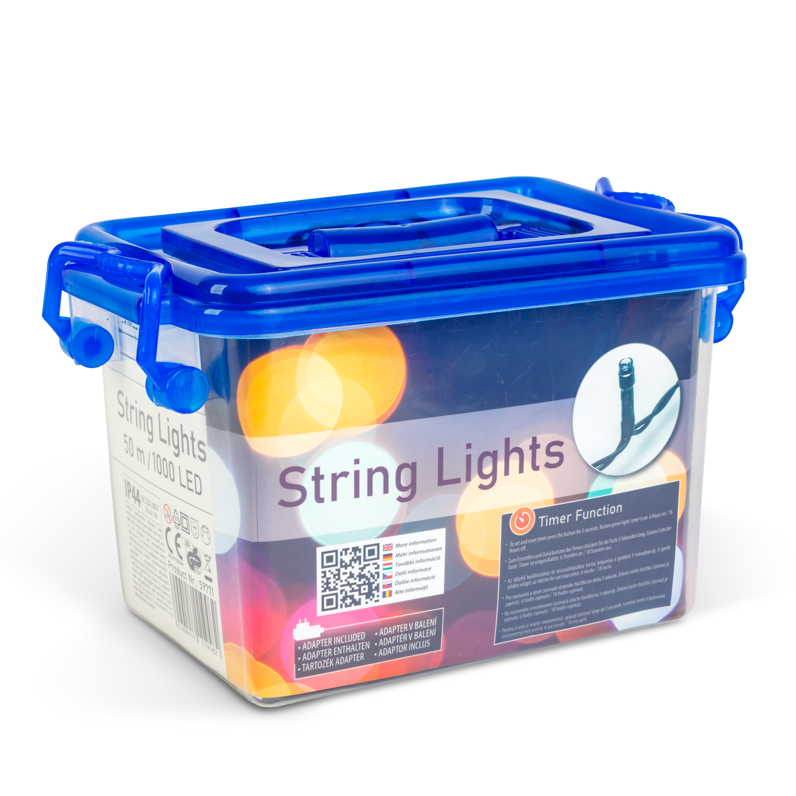 Fényfüzér - 50 m - színes - 1000 LED - 220-240V - 9W - átlátszó kábel - Image 4