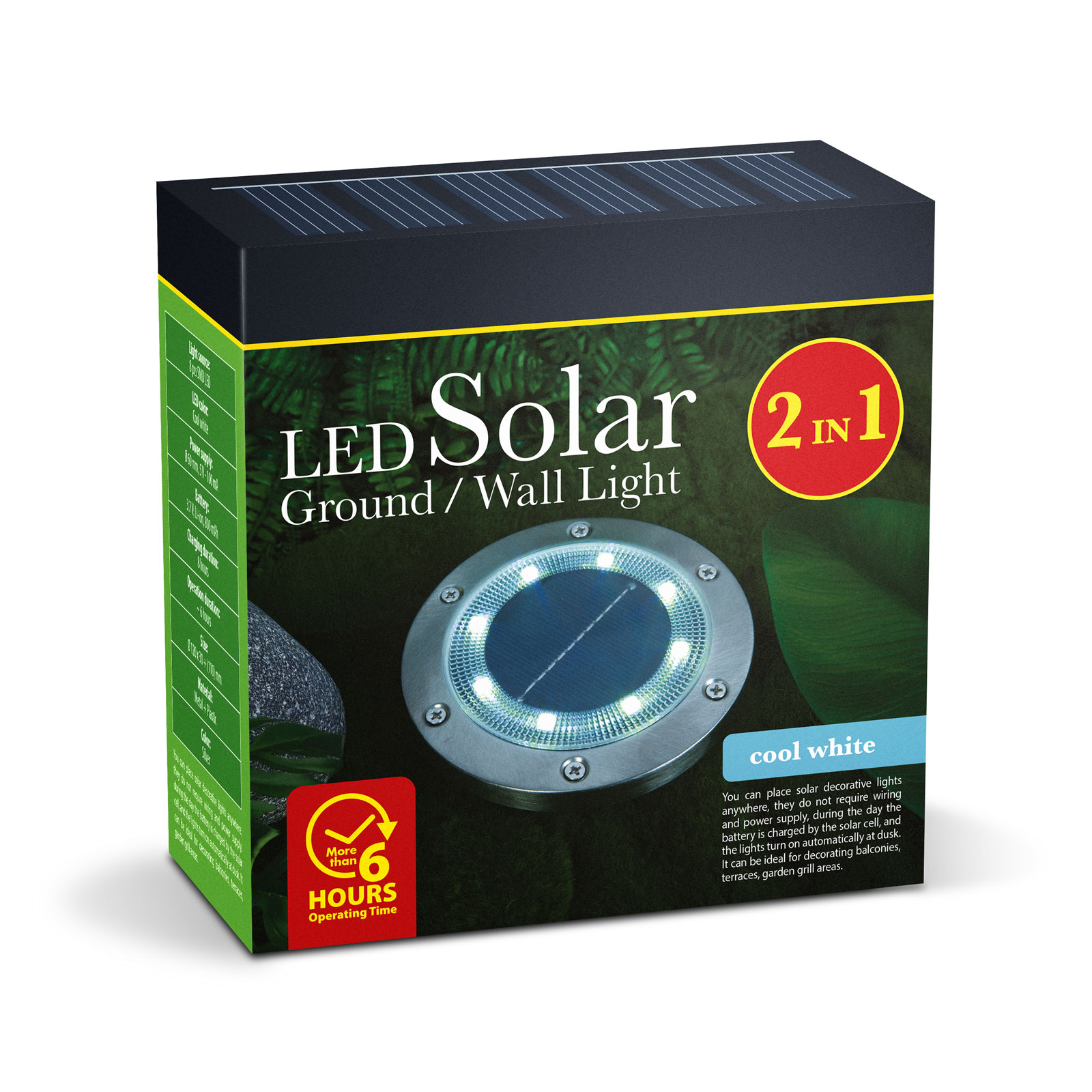 LED-es leszúrható / fali szolár lámpa - kör alakú - SMD LED - hidegfehér - 12 cm - Image 5